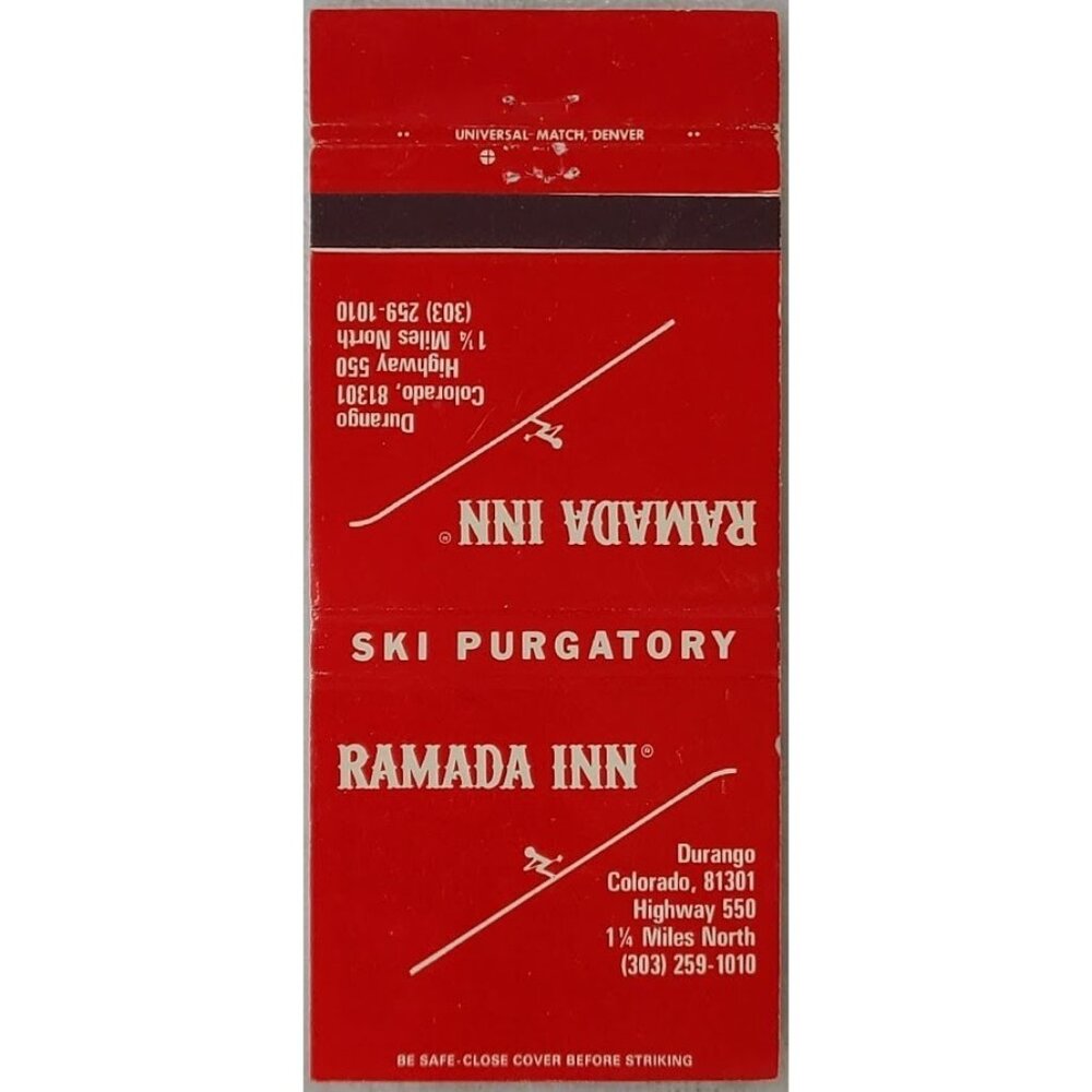 Matchbook Cover Ramada Inn Durango CO Ski Purgatory Colorado